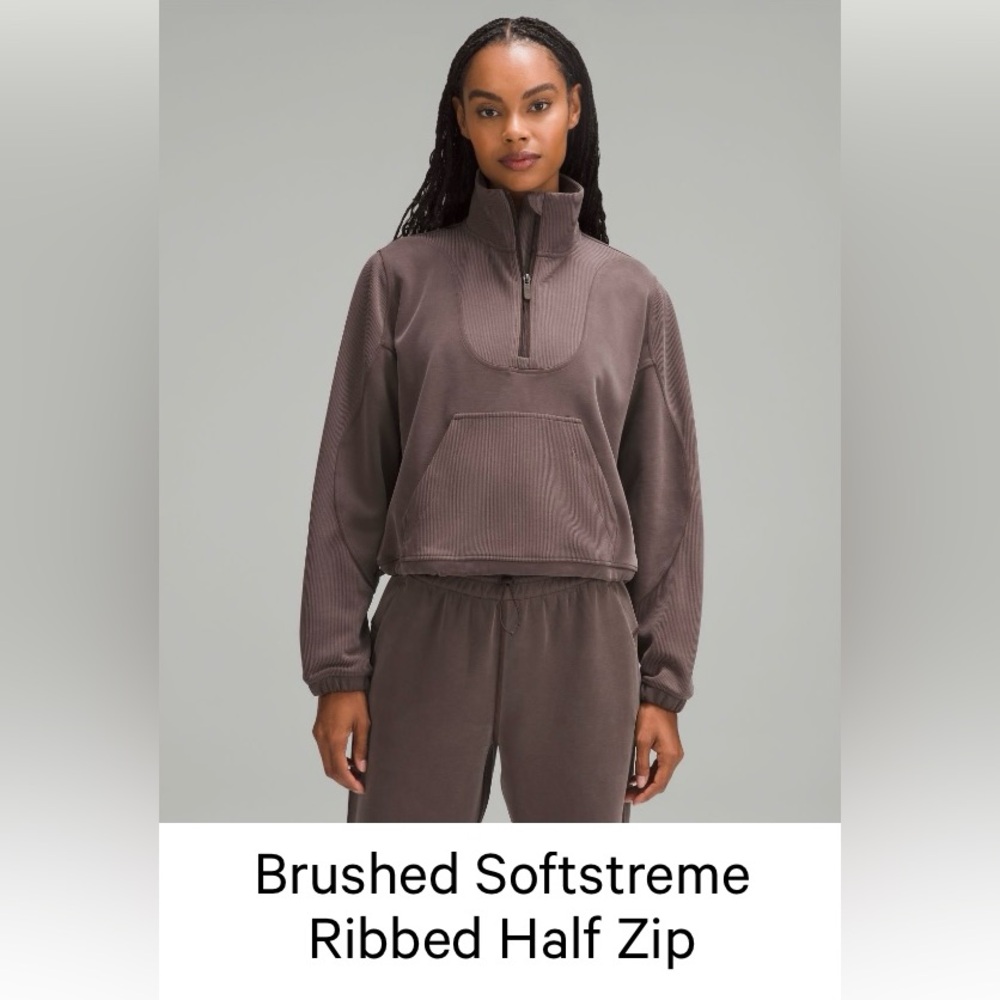 Lululemon-Brushed soft stream ribbed half zip